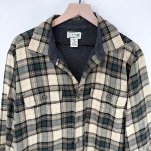 L.L. Bean Men’s Fleece Lined Flannel Shirt Jacket Shacket Medium Tall Plaid Fall
